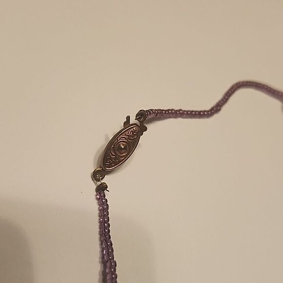 Sterling Silver Double Heart Pendant On Beaded Beach Theme Starfish Necklace - Picture 5 of 6